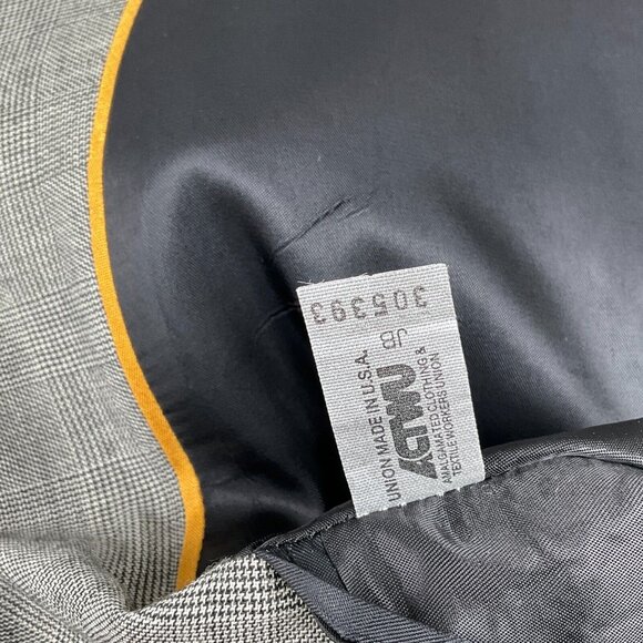 Sterling & Hunt Kuppenheimer Blazer Men‎ 44 Black White Plaid Premier Ed USA VTG - Picture 9 of 16